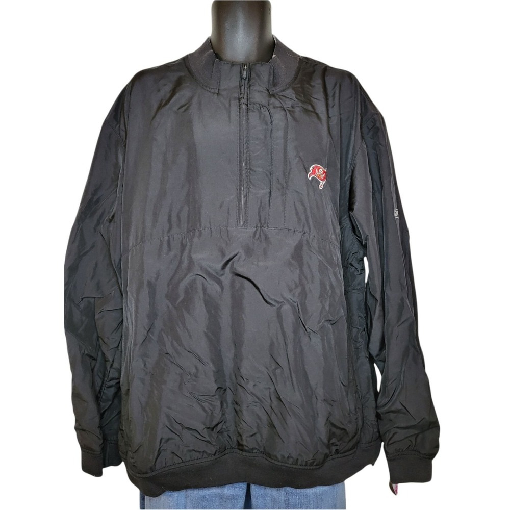 Tampa Bay Buccaneers NFL Windbreaker Men XL Prestige Sports 1/4 Zip Black Jacket